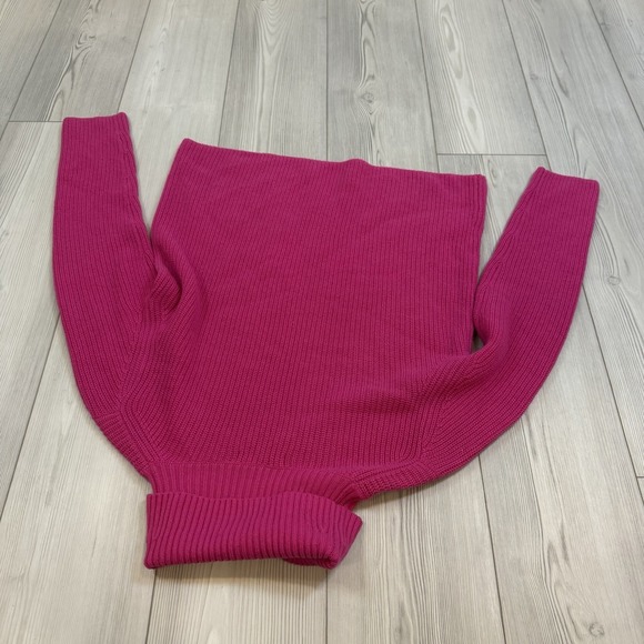 Banana Republic Medium 100% Cashmere Turtleneck Sweater Relaxed Ribbed Pink - Picture 7 of 10